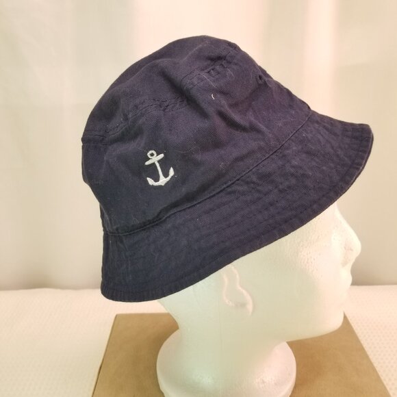 H&M Navy Blue Baby Bucket Hat White Embroidered Anchor Symbol size 1 1/2-4yr - Picture 2 of 3